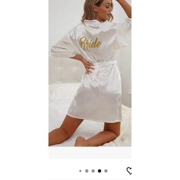 Bride & Bridesmaid Robes Set Silver Writing for Wedding Bridal Party Women - - Picture 5 of 12